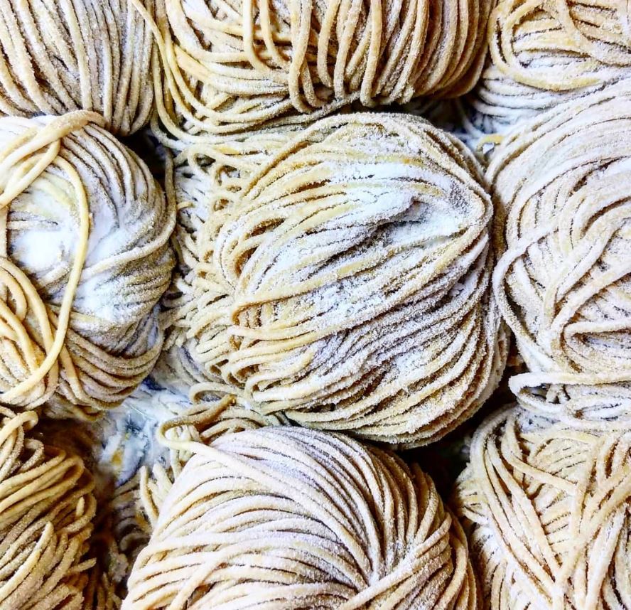 close-up of ramen noodles
